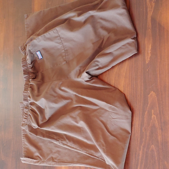 Retro scrub set, brown and turquoise, top is L and M flare pants. - Picture 6 of 10